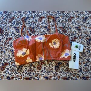 Obey Bombay Brown Marino Cropped Top Small